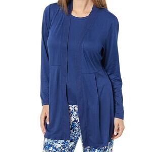 MUK LUKS Cloud Knit Love Lightweight Jersey Open Loungewear Cardigan PS Petite